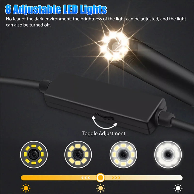 WiFi Borescope Inspection Camera 1200P HD IP68 Waterproof 8 LED