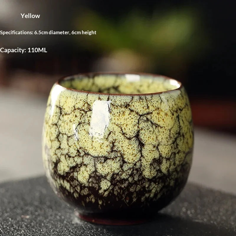 Ceramic Kung Fu Tea Set Made From Kiln Transformed Tea Cups, Tianmu Glazed Cups, Tasting Cups, Egg Shaped Small Tea Bowls Zpaxo 110ML 07