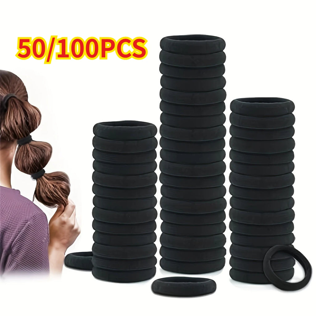 Boho Seamless Elastic Hair Ties 50/100pc – Ponytail Holders Elastic Hair Ties Zpaxo