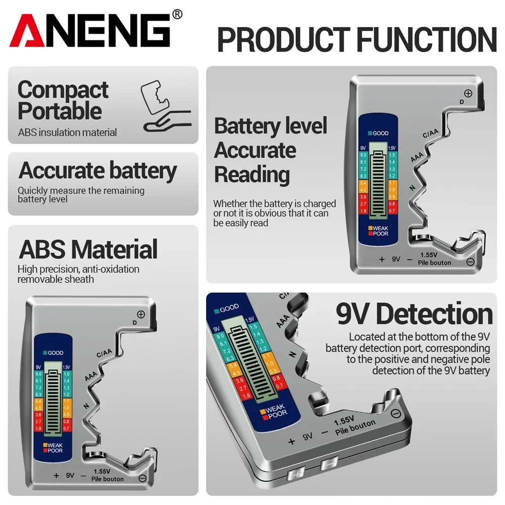 ANENG BT1688 Digital Battery Tester Button Cell LCD Display Check