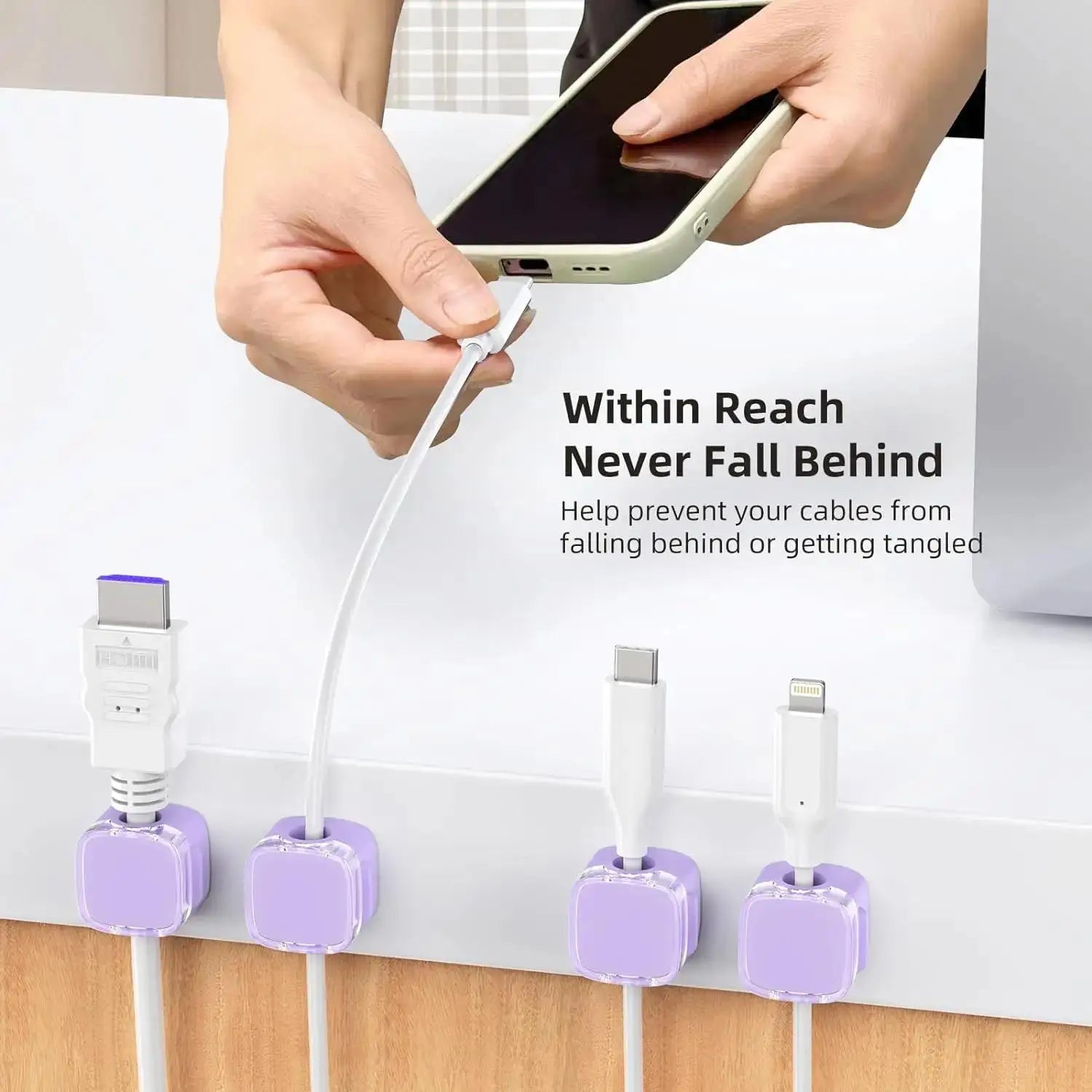 Universal Colorful Magnetic Cable Organizer Smooth Adjustable Cable Holder Under Desk Cable Management Wire Keeper Cable Clips Zpaxo