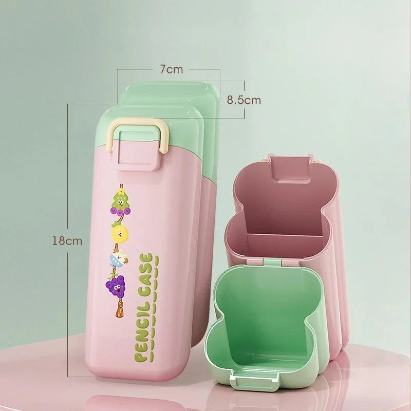 Cute Foldable Multi Compartment Pen Holder Plastic Desktop Storage
