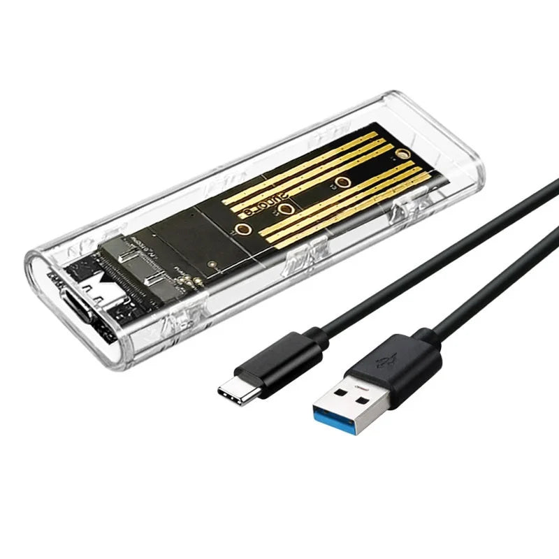 M.2 NVME PCIe NGFF SATA Dual Protocol SSD Case Clear USB Type C 10Gbps PCI-E M2 SSD Transparent External Enclosure Hard Disk Box Zpaxo SATA