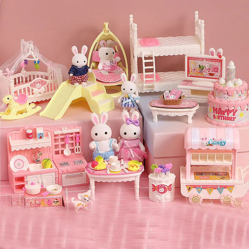 Little Rabbit Dresser Lovely Scene Play Toys Simulation Modelling