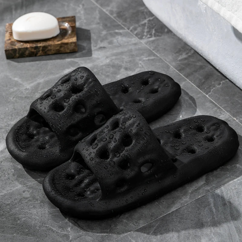 Women's Quick-dry Bathroom Slippers Home Use Summer Couple EVA Light Zpaxo black 42-43