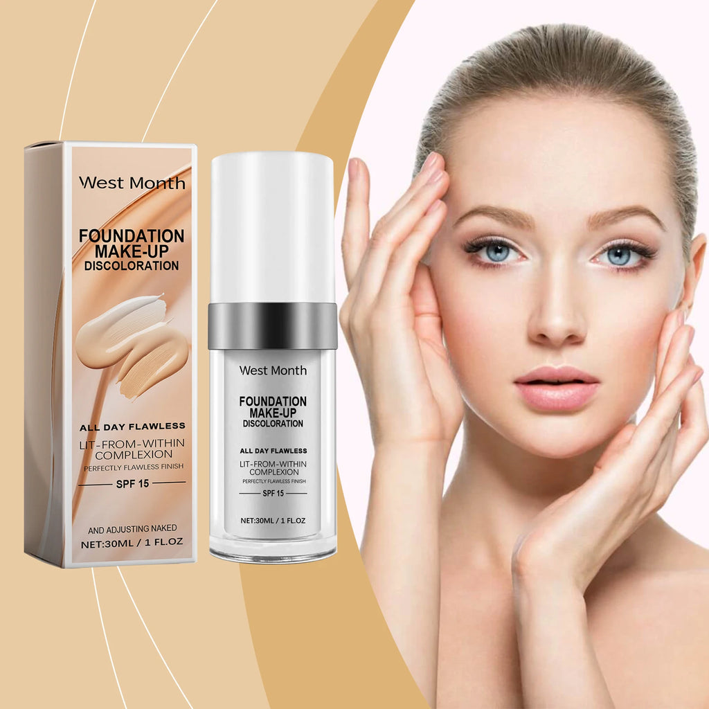 West Month Color Changing Foundation Long Lasting Waterproof Oil Control Matte Finish Makeup Foundation Full Coverage Concealer Zpaxo