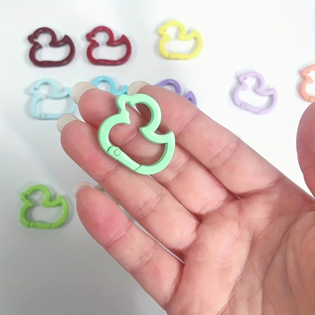 6PCS/12PCS Colorful Duck Outdoor Keychain, Cute Duck Shape Aluminium Alloy Spring Clip Zpaxo