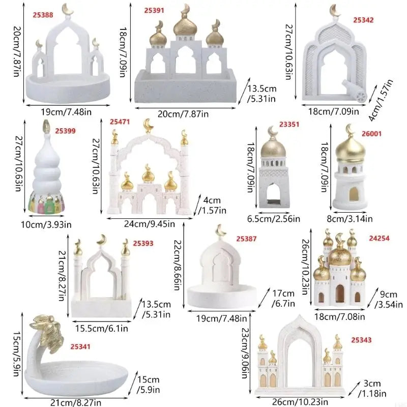Ramadans Eid Home Decorations Gold White Mosque Tower Islamic Mubarak