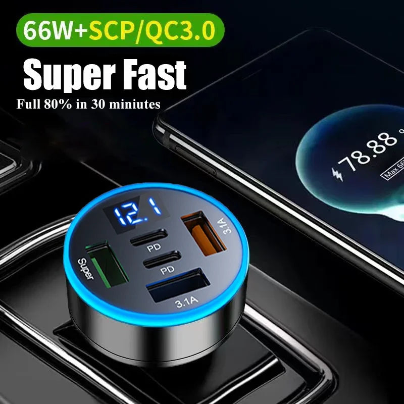 UYUXIO 1 USB Car Phone Charger Adapter Voltage Display Dual PD Port