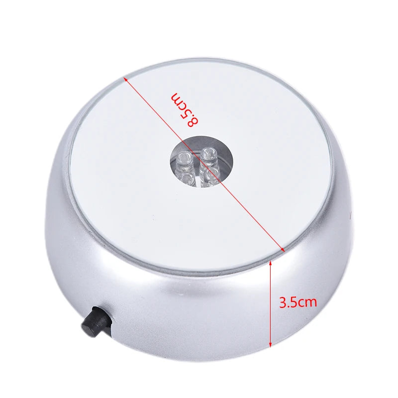 4 LEDs Luminous Base Light Crystal Glass Display Colorful Round Stand