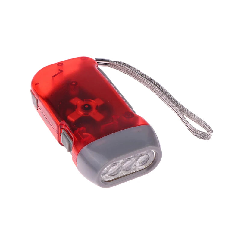 Hand-Crank Dynamo LED Flashlight – Battery-Free Mini Torch Hand-Crank Flashlight Zpaxo Red