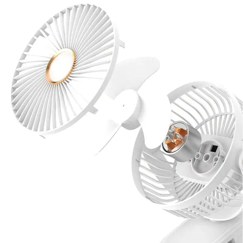 Mini USB Clip-On Desk Fan with Night Light – 360° Rotatable