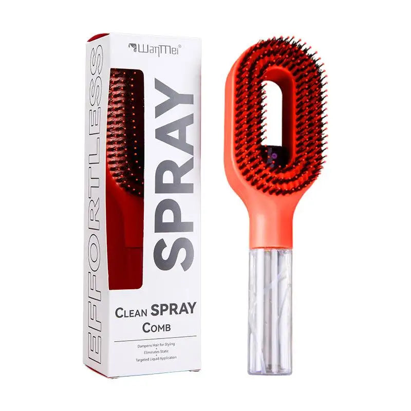 Spray Hair Brush Refillable Liquid Water Paddle Comb Anti Static Soft Zpaxo Orange