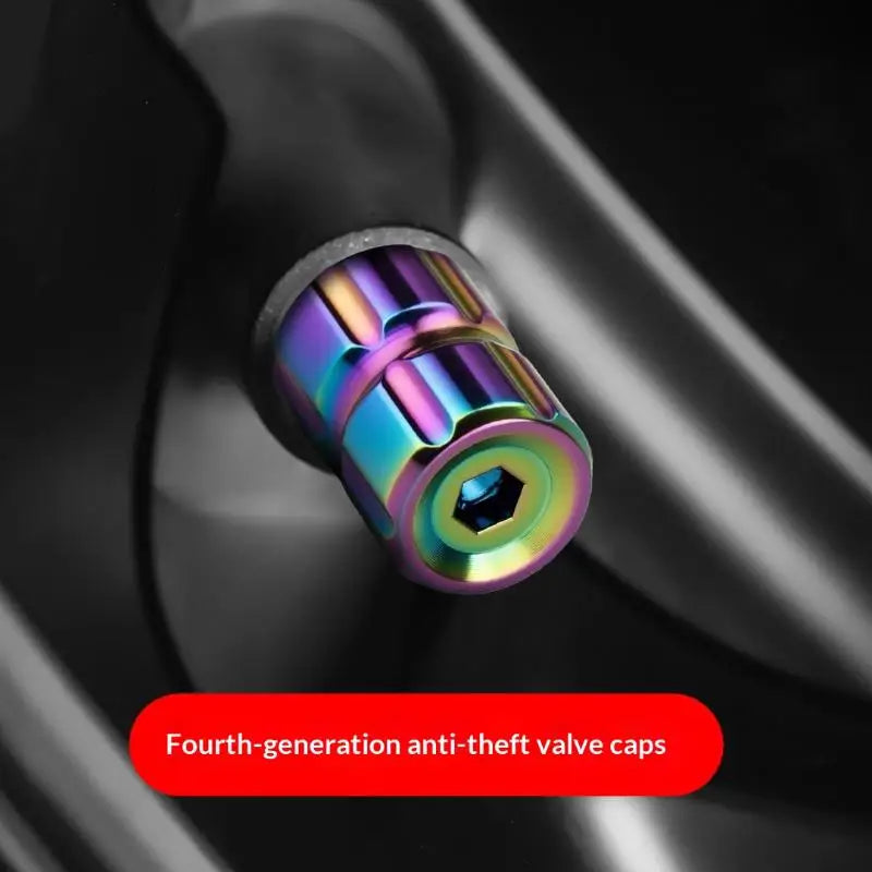 4-Pack Anti-Theft Stainless Steel Tire Valve Stem Caps + Wrench