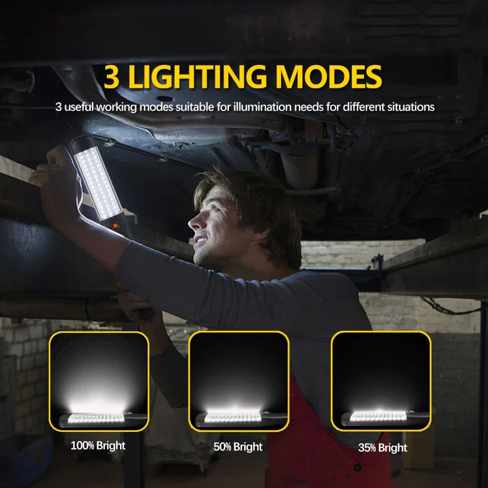 Magnetic LED Work Light – USB Rechargeable COB Flashlight