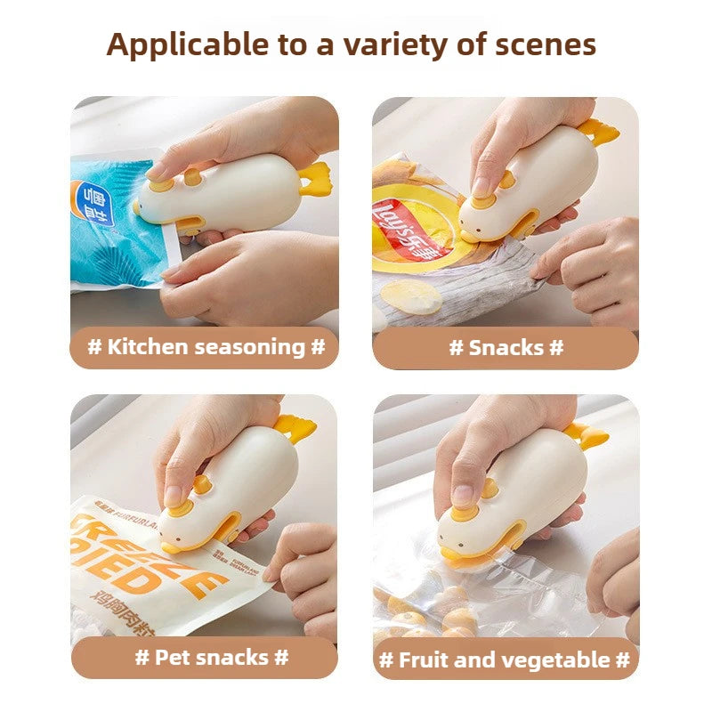 Cute Duck Handheld Vacuum Sealer Rechargeable Magnetic Bag Freshness