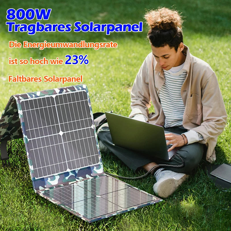 800W High-Efficiency Foldable Solar Power Station - 18V Portable Generator with Multiple Outputs for Camping & Outdoor Adventure Zpaxo