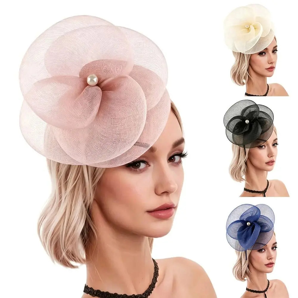New Mesh Fascinator Hat Multipurpose Pearl Women Headband Hair Hoop Bridal Wedding Zpaxo