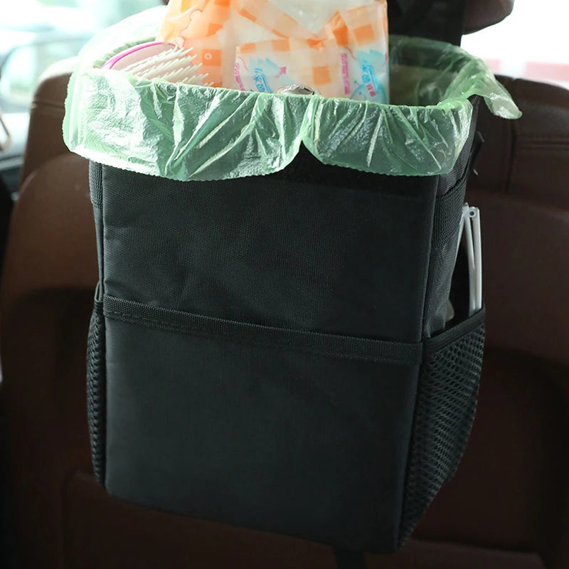 Car Trash Can with Lid & Storage Pockets | Large Capacity