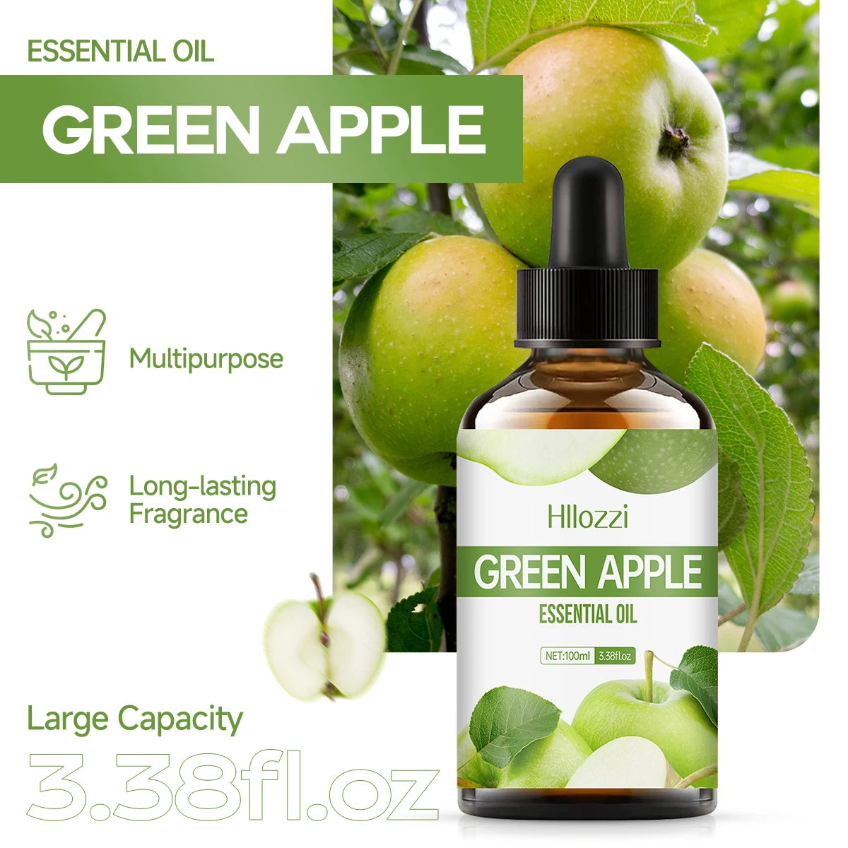 GREEN APPLE ESSENTIAL OIL high-quality moisturizing nourishing massage oil with a refreshing scent, suitable for all skin types Zpaxo