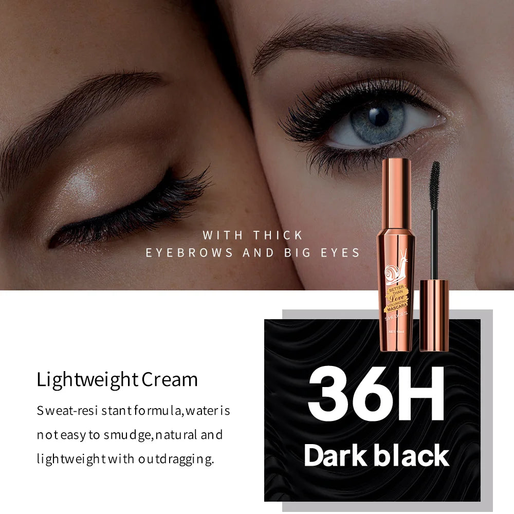 Hovering Snail Mascara, Dense Curl Long-lasting Setting Lengthened Thick Eyelashes Waterproof Zpaxo
