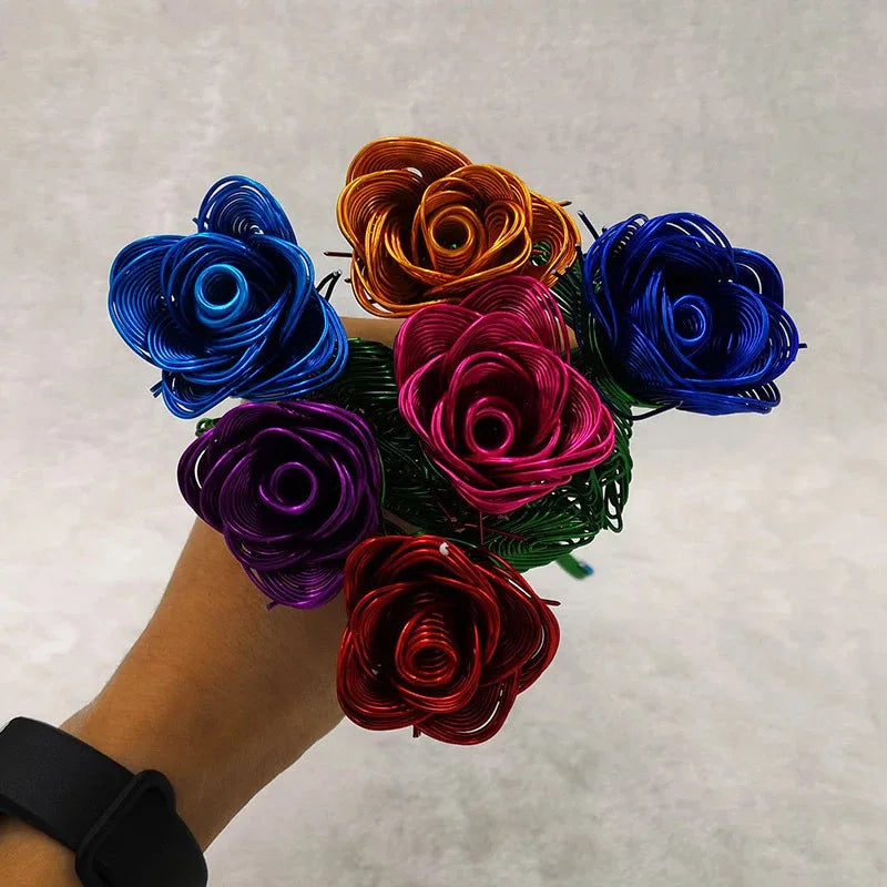 Aluminum Wire Eternal Rose Decoration Creative Love Artificial Flower