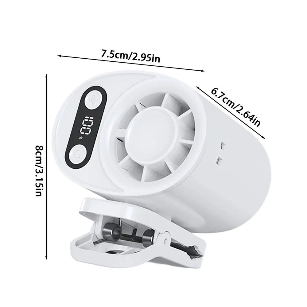 Portable Clip Fan Rechargeable Digital Display USB Portable Fan With Clip For Commuting Travel Camping Golf Beach Music Festival Zpaxo China Mainland White Digital model