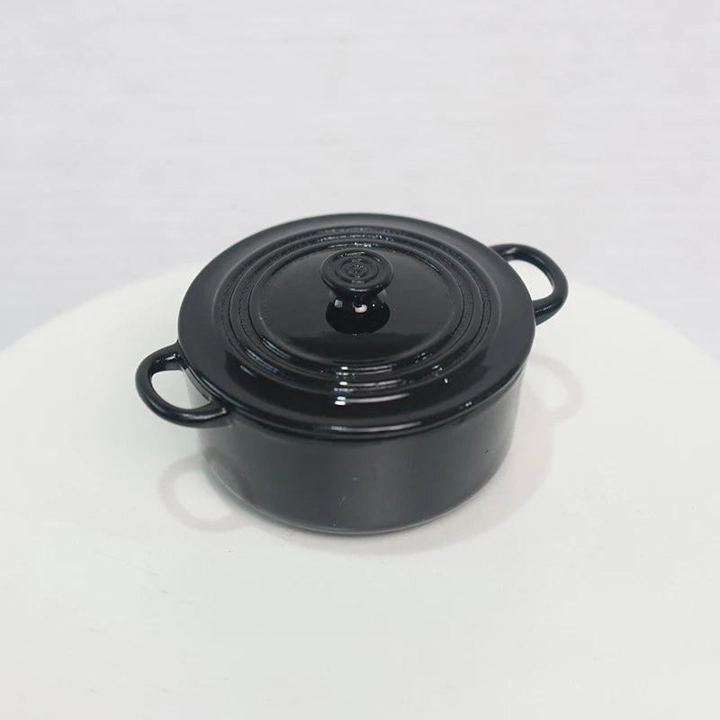 ▶1PCS Mini Pot Boiler Pan With Lid Kettle Dollhouse Miniature Cooking Ware Play Kitchen Toy Doll House Accessories Zpaxo Black