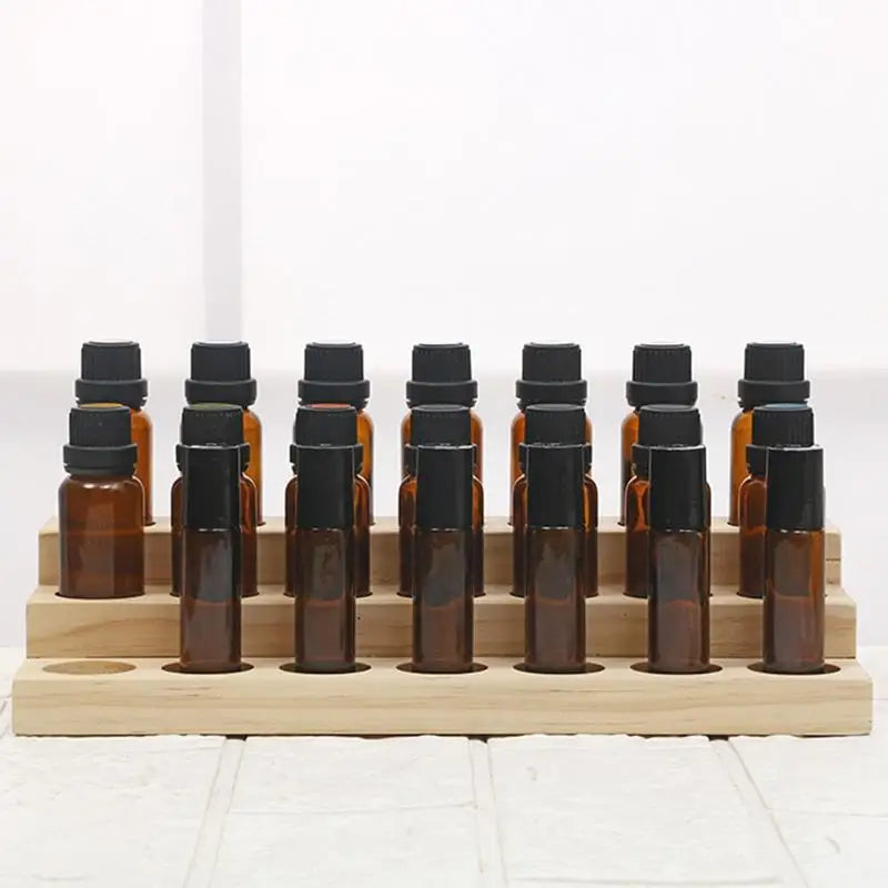 18 Slots Natural Wood Essential Oil Display Stands Holder Rack