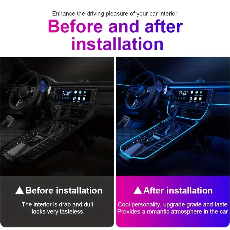 5M USB Car Interior LED Strip Ambient Neon Atmosphere Light Car Ambient LED Strip Zpaxo