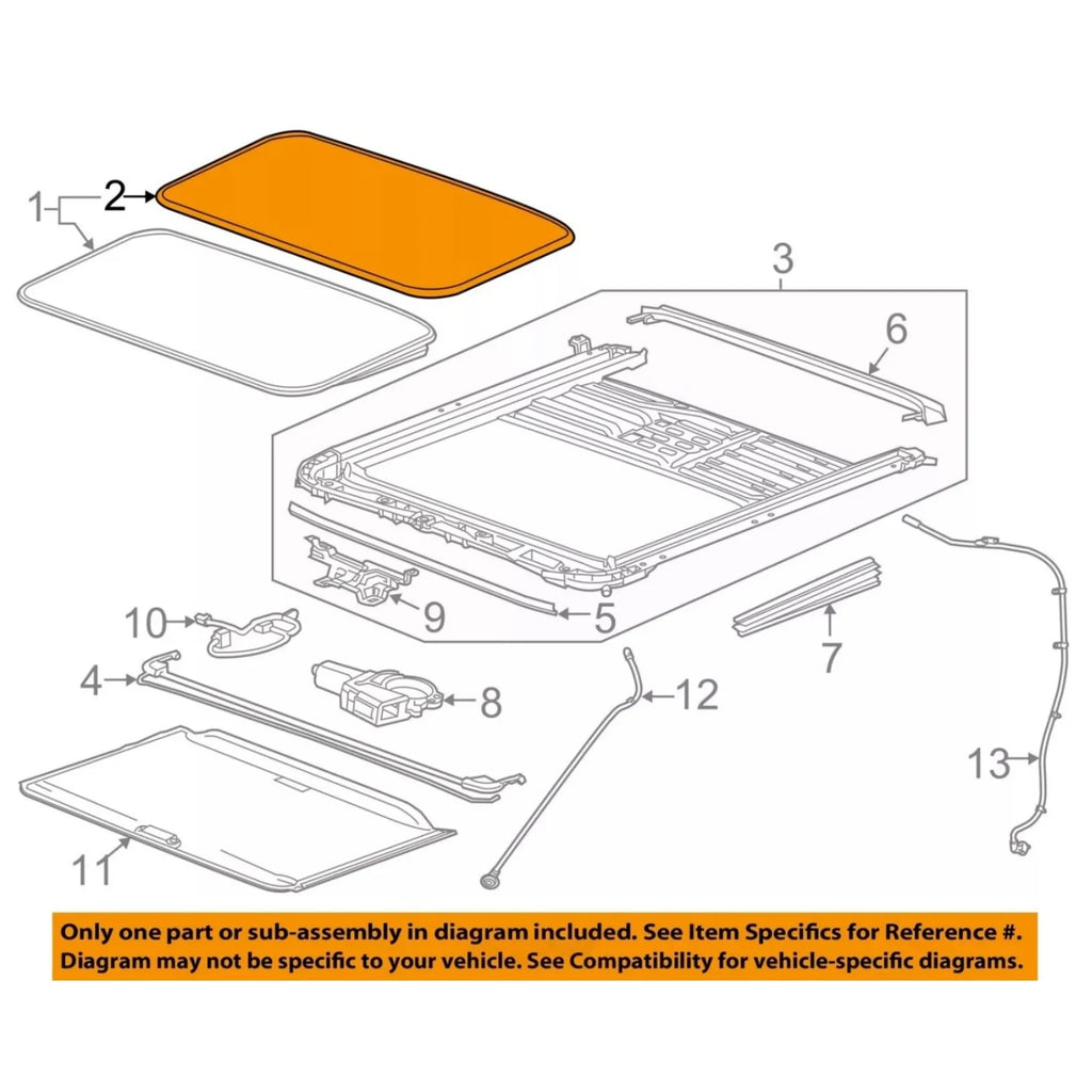 GMC Sierra Yukon 22815954 Car Sunroof Weatherstrip Glass Seal Gasket