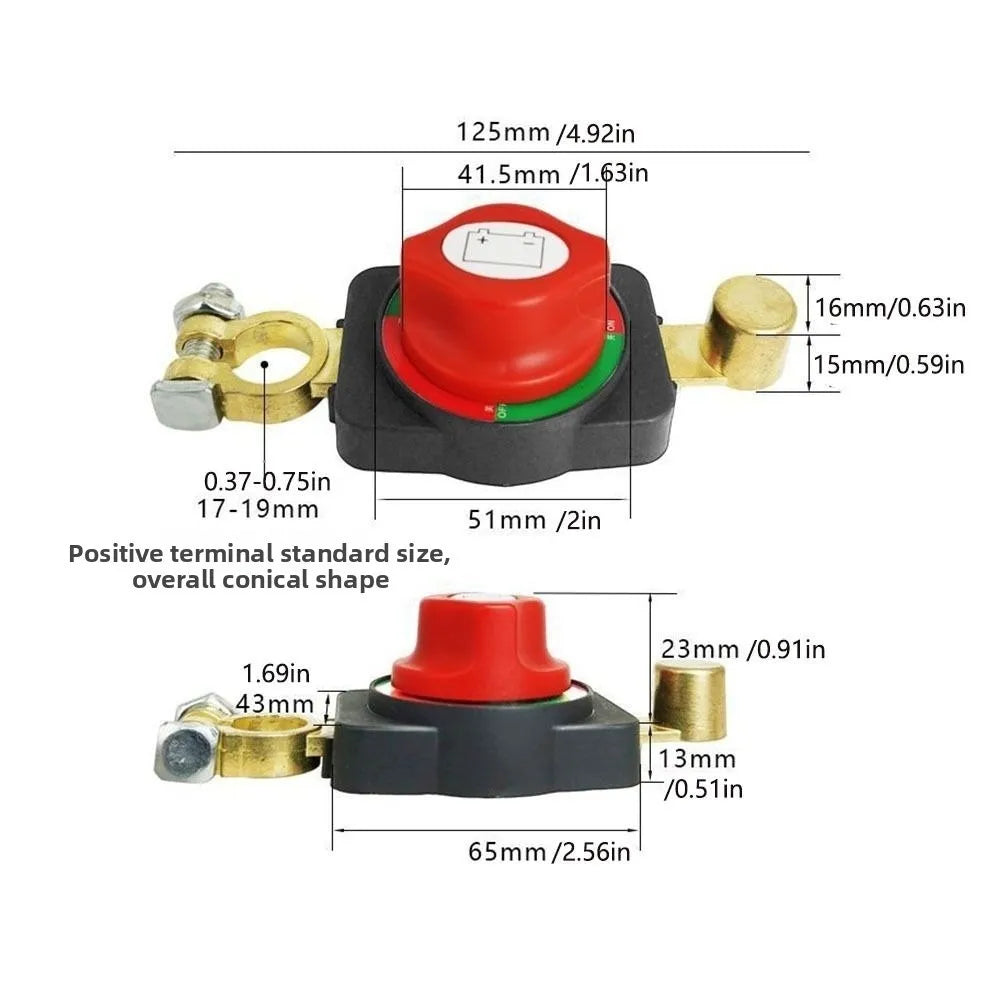 12-24V Car Battery Disconnect Switch Top-Mounted Negative Terminal Battery Cut Off Switch Leakage Protector Anti-Power Off Zpaxo