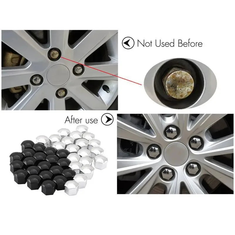 20/40-Pack Wheel Nut Bolt Covers – 17 19 21mm Anti-Rust ABS Caps