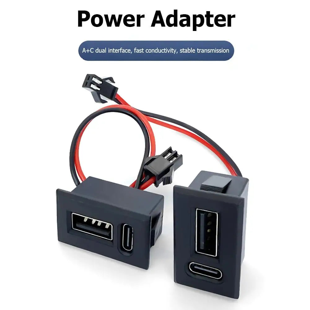 Dual USB-A & USB-C Embedded Charging Port Module with Cable USB Charging Module Zpaxo