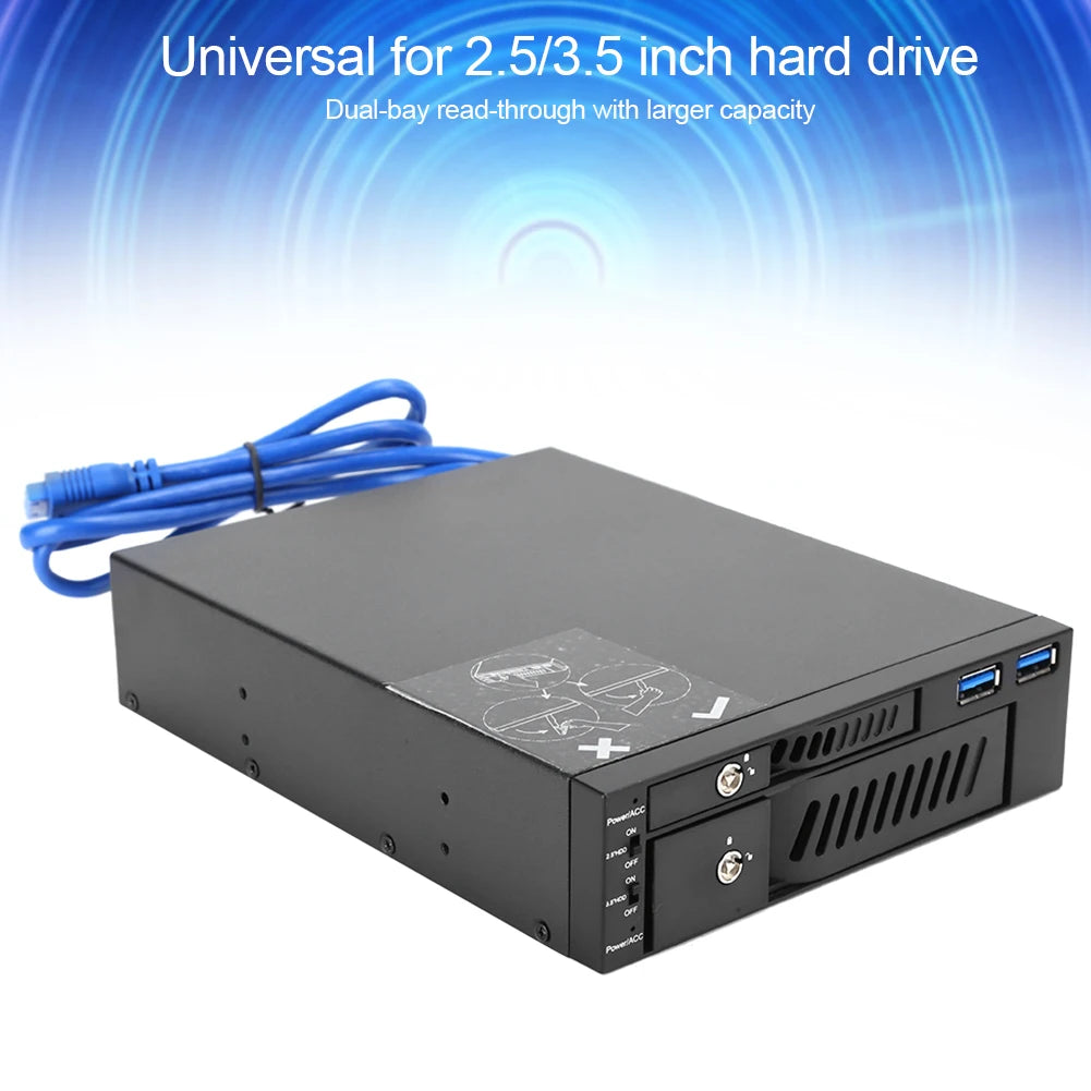 2 5 3 Hard Drive Enclosure Disk Mobile Rack Case Dual Optical