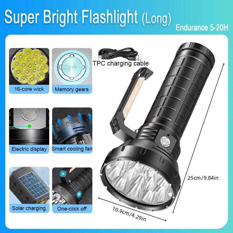 ESMARTER 58000 Lumen Rechargeable Flashlight & Solar Case