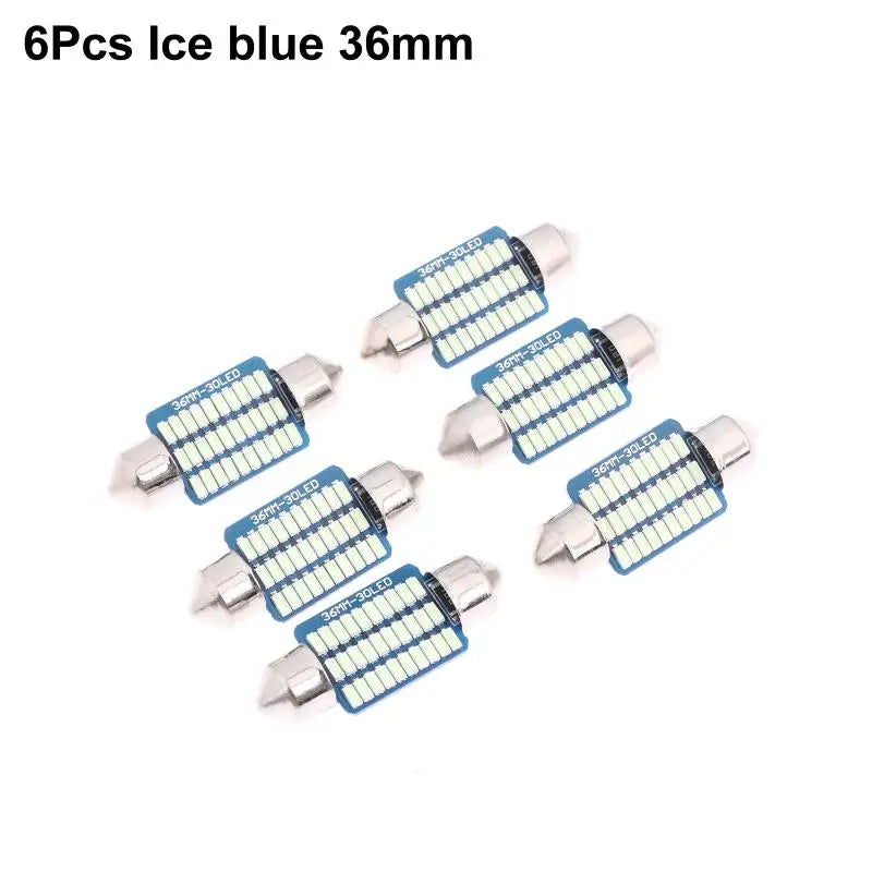 6-Pack C5W Canbus Festoon LED Bulbs 39mm 6500K White 300LM