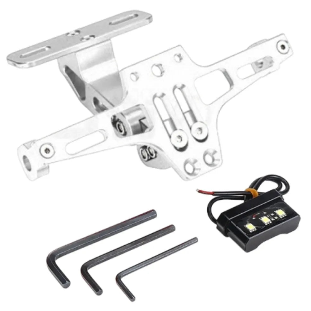 Aluminum Alloy Motorcycle Rear License Plate Mount Adjustable Zpaxo Silver