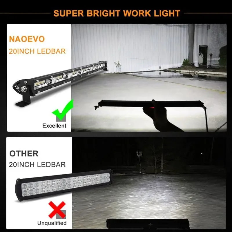 LED Work Light Ultra-thin Single Row Bar Suitable Off-road 4X4 Je-ep