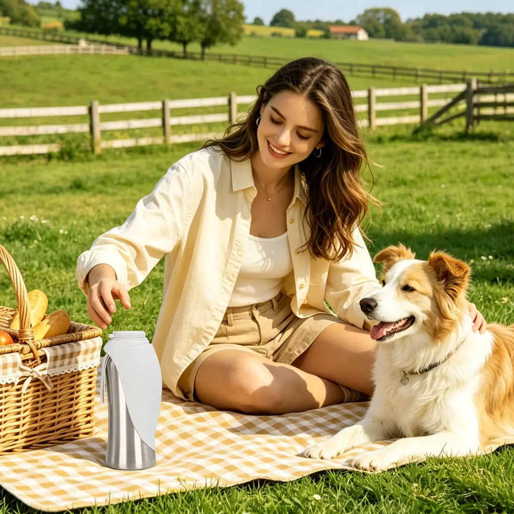 Dog Water Bottle Portable Handle Large Stainless Steel Cup Travel
