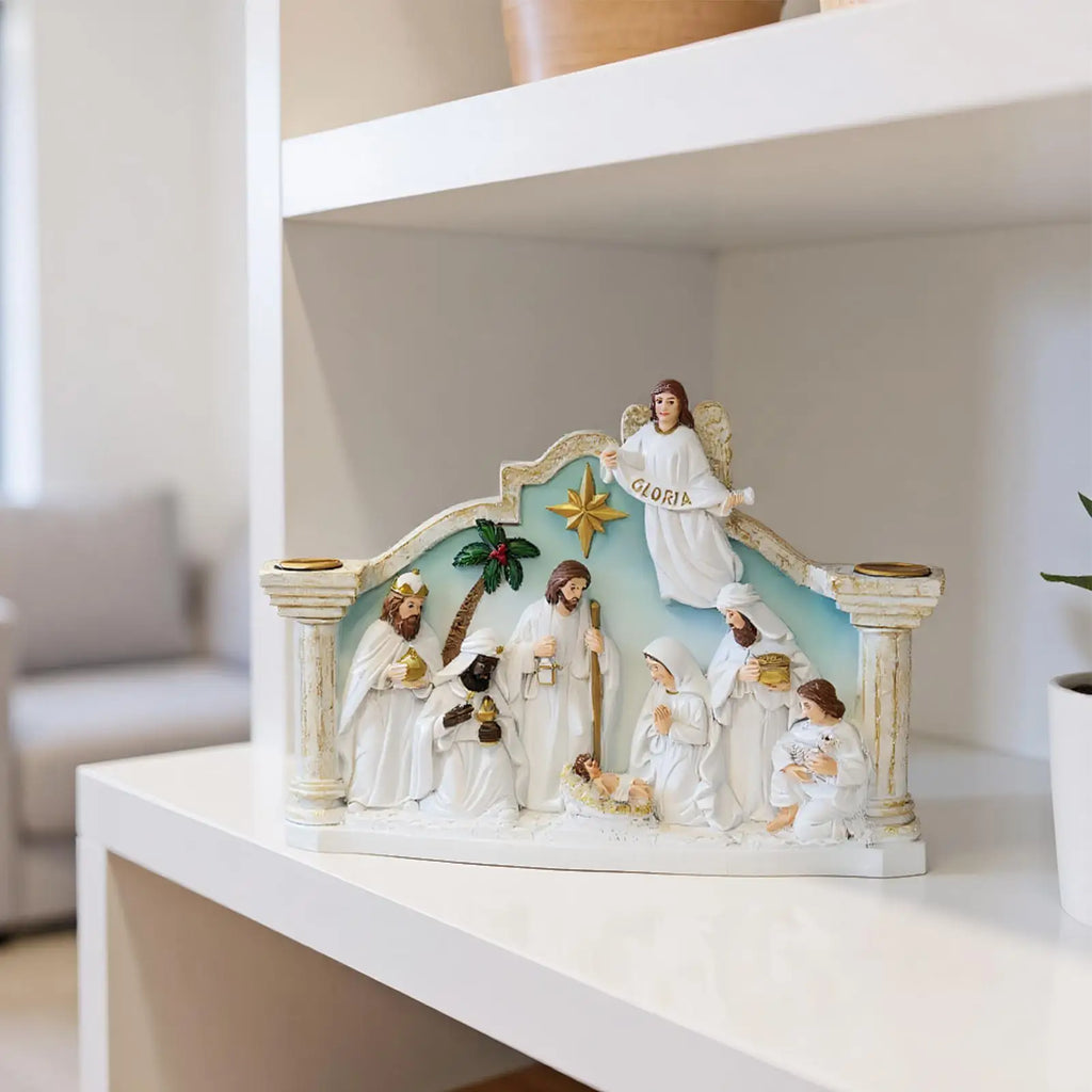 Nativity Advent Candle Holder Christmas Candlestick Decorations Resin