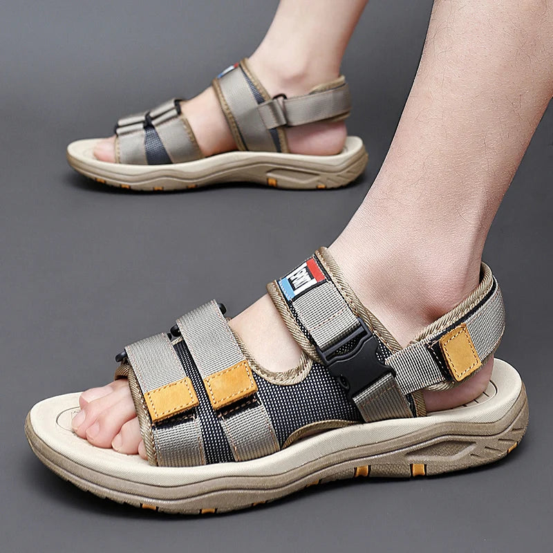 Summer Men Sandals Leather Mens Casual Shoes Outdoor Beach Roman