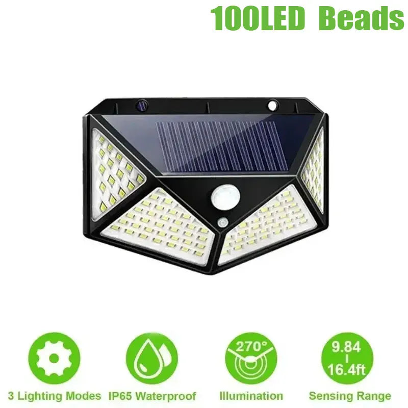 Solar Powered 100 LED Motion Sensor Wall Light Waterproof Outdoor Zpaxo 1Pack-upgrade