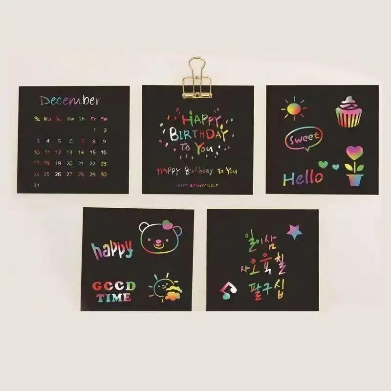 50 100 150 Sheets Magical Scratch Memo Boxes Rainbow Mini Art Notes