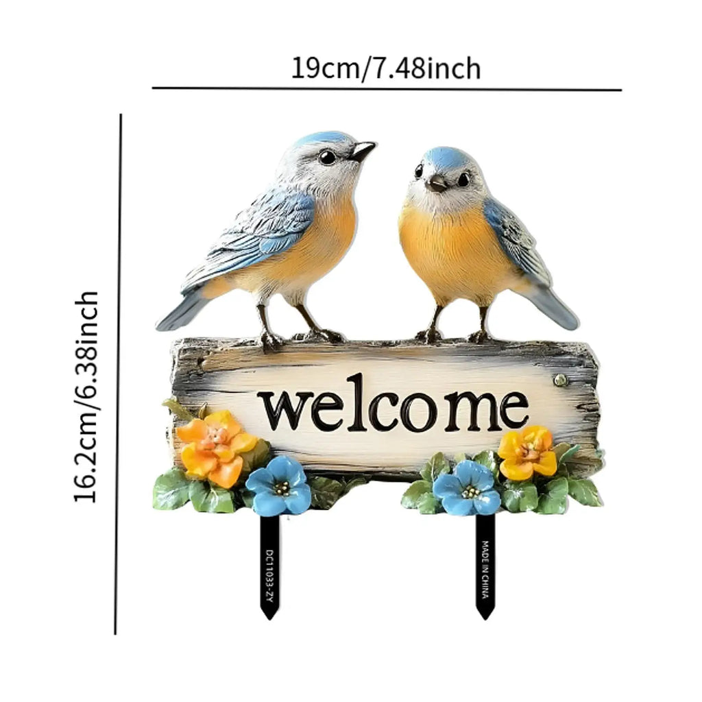 Flat Welcome Bird Yard Sign PVC Garden Decoration Animal Stake Figure Zpaxo