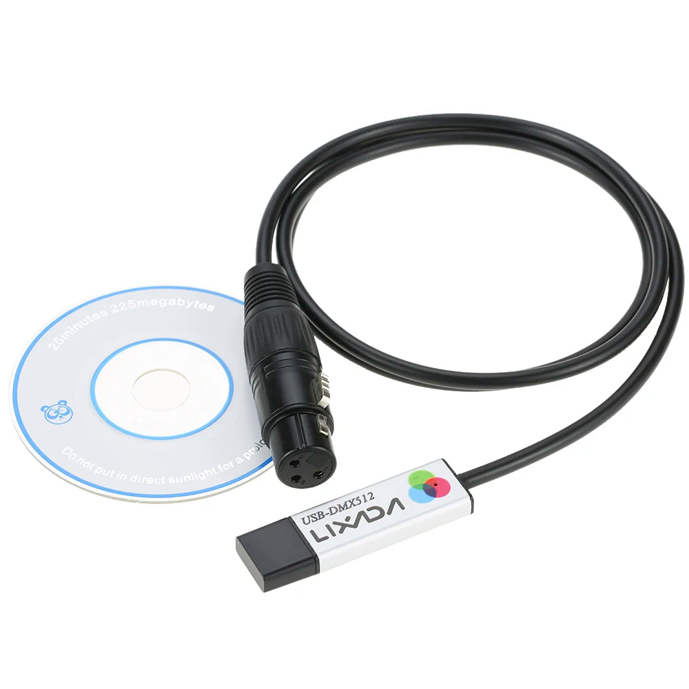 Lixada USB Lighting Console USB to DMX Interface Adapter LED DMX512 Computer PC Stage Lighting Controller Dimmer Zpaxo