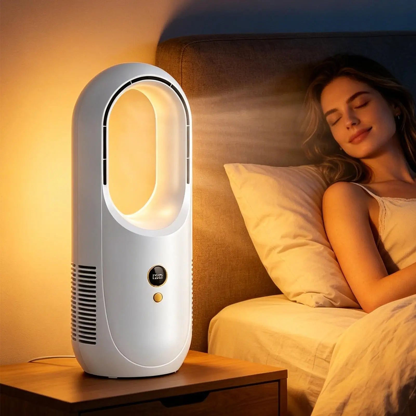 Fan For Bedroom Rechargeable 2000mAh Battery Bladeless Cooling Fan For Home Bedroom Living Room Office Bedside Traveling Men Zpaxo