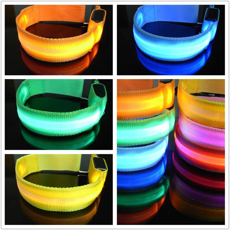 Outdoor Night Running Armband USB Rechargeable LED Light Sports Safety Belt Arm Leg Warning Wristband Cycling Bike Bicycle Light Zpaxo