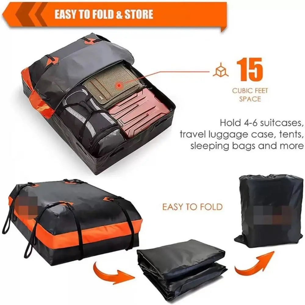 Waterproof Car Roof Bag Wear-resistant 420D Oxford Cloth Roof Luggage Bag Large Capacity Sturdy and Durable Roof Cargo Rack Zpaxo
