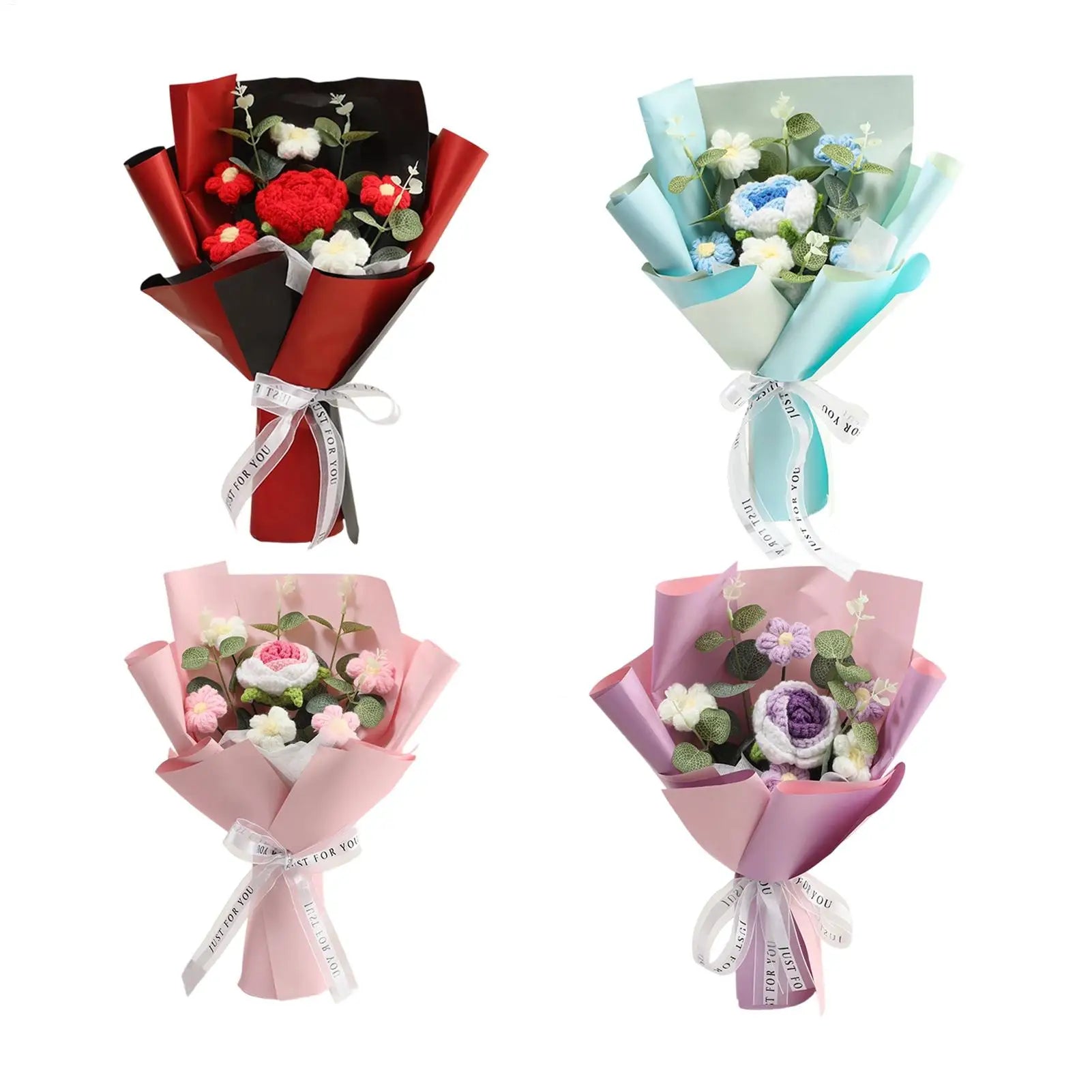 Crochet Flowers Handmade Graduation Bouquet Knitted Wool Bride
